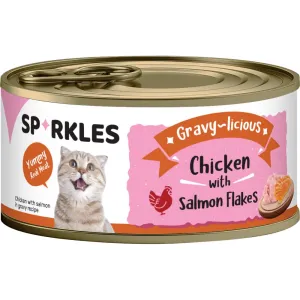 $8 OFF 24 cans: Sparkles Gravy-licious Chicken With Salmon Flakes Canned Cat Food 80g x 24