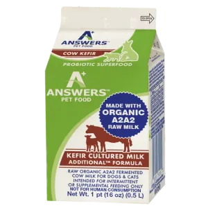 Answers Pet Food Raw Organic A2 Cows Milk Kefir, 1 Pint