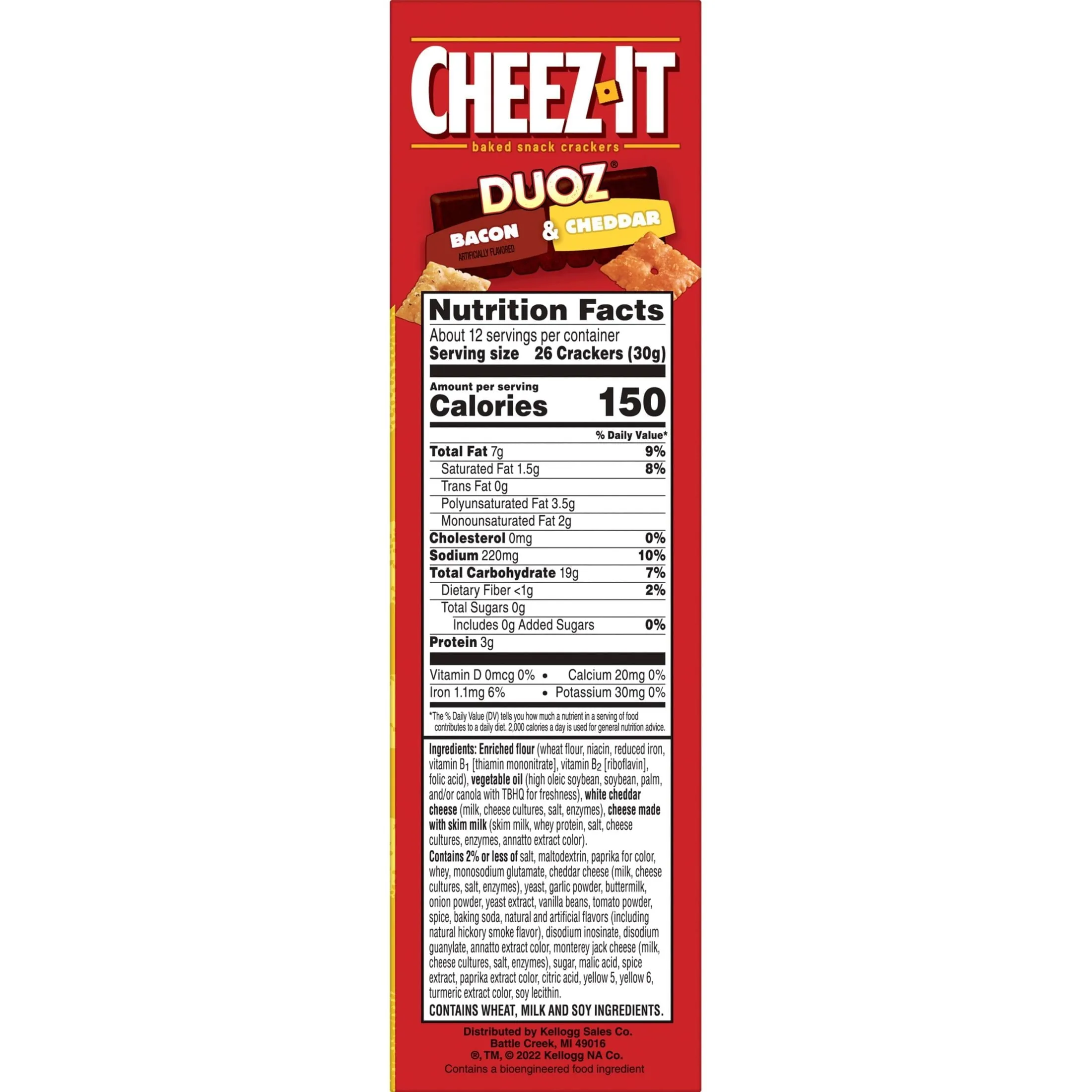 Cheez-It DUOZ Bacon and Cheddar Crackers, 12.4 oz