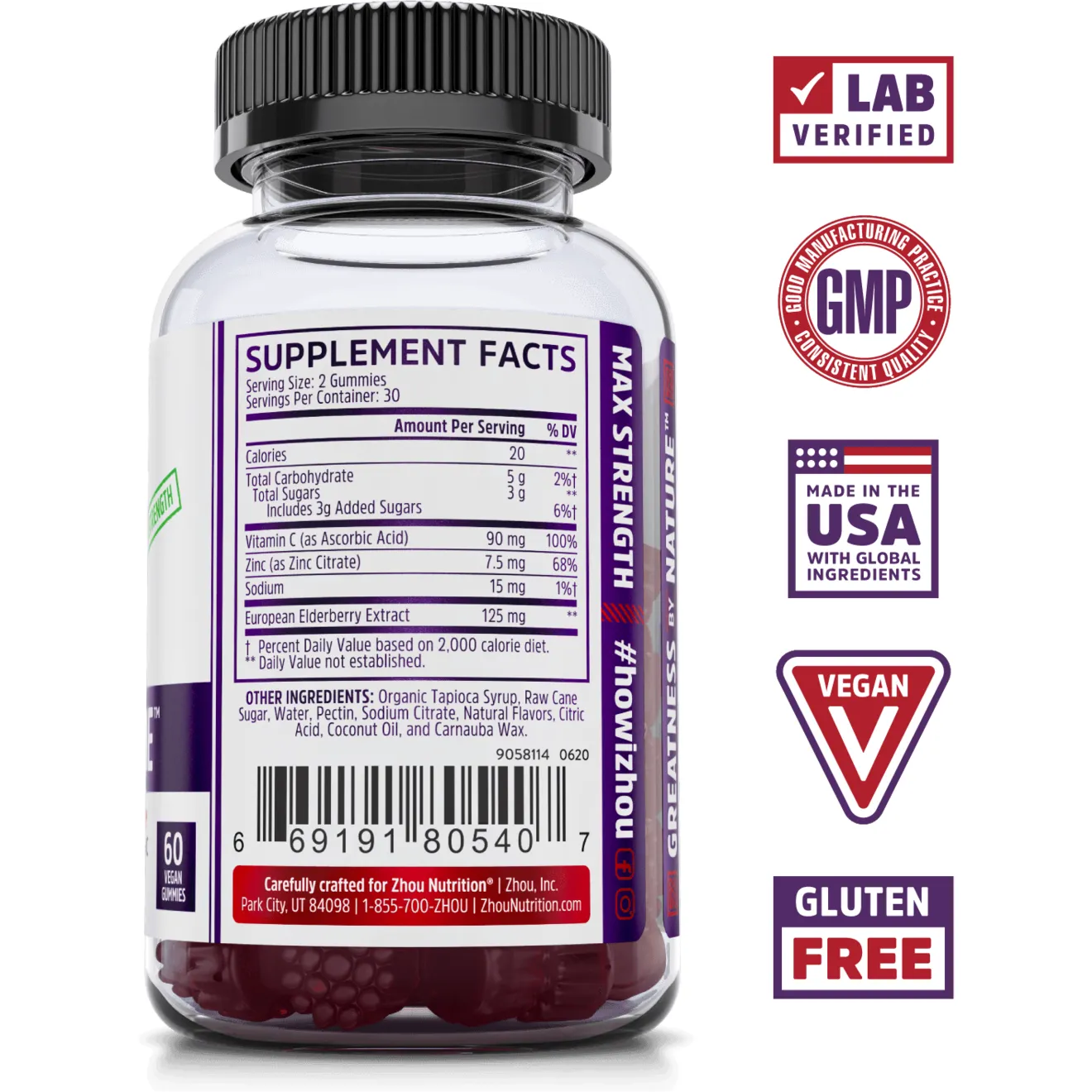 Elder-Mune Elderberry 60 Gummies By ZHOU Nutrition