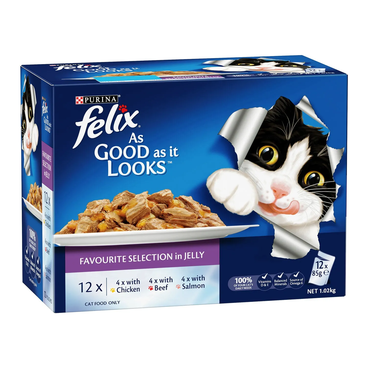 Felix Favourite Selection in Jelly Adult Wet Cat Food Pouches 12x85g