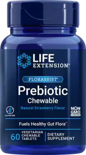 FLORASSIST® Prebiotic Chewable (Strawberry) by Life Extension, 60 chewables