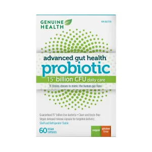 Genuine Health Advanced Gut Health Probiotics, 15 Billion CFU