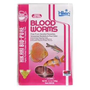 Hikari Frozen Blood Worm Cube Pack Fish Food 3.5oz