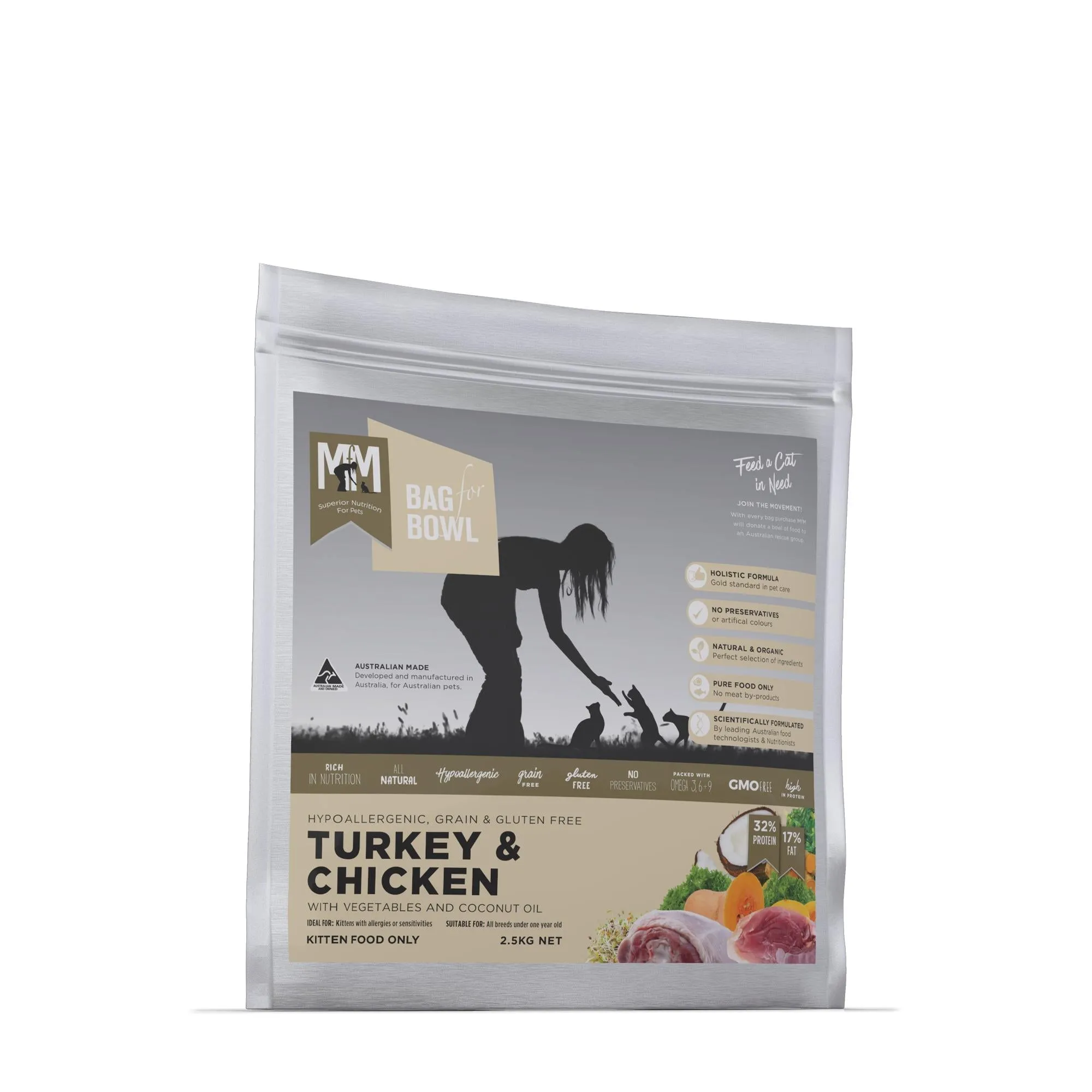 Meals for Meows Kitten Grain Free Chicken and Turkey Dry Cat Food 2.5kg