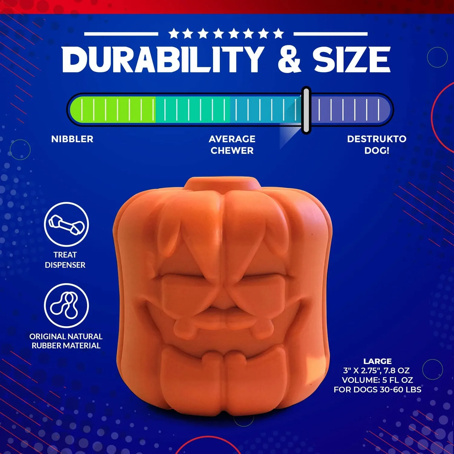 MKB Jack O' Lantern Durable Rubber Chew Toy