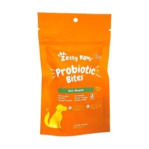 TRIAL SPECIAL 50% OFF (1 per order): Zesty Paws Probiotic Bites Pumpkin Dog Supplement Trial Pack 10 chews